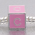 Pink letter C - fits European bead bracelets